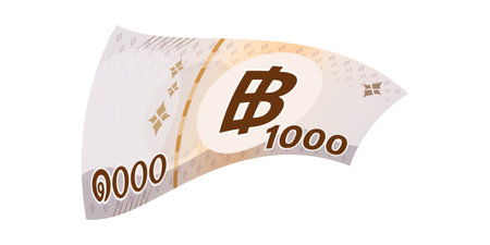 money thai baht, banknotes, currency 1000 baht falling, money flyingのイラスト素材