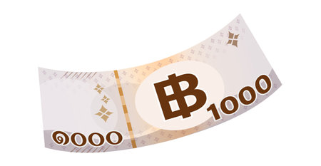money thai baht, banknotes, currency 1000 baht falling, money flyingのイラスト素材