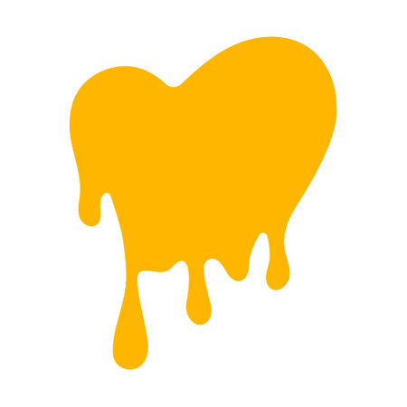 heart dripping honey, melting honey, honey splash shape, droplet honey bee, sweet liquidのイラスト素材