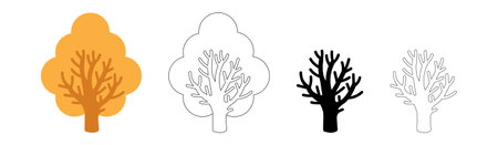 simple tree shape icon, tree silhouette, outlined tree, tree symbolのイラスト素材