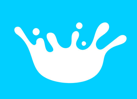 milk splash crown shape, milk simple shape, milk waves, milk splashes for advertising dairy productsのイラスト素材
