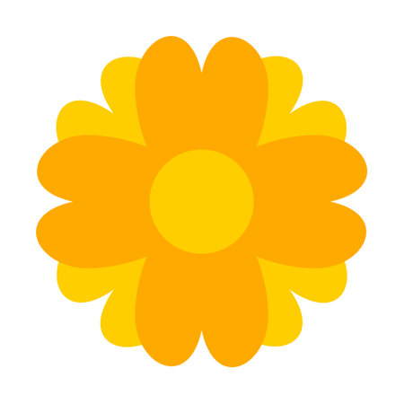 flower icon, yellow floral simple, emoji flower cute, flora stickerのイラスト素材