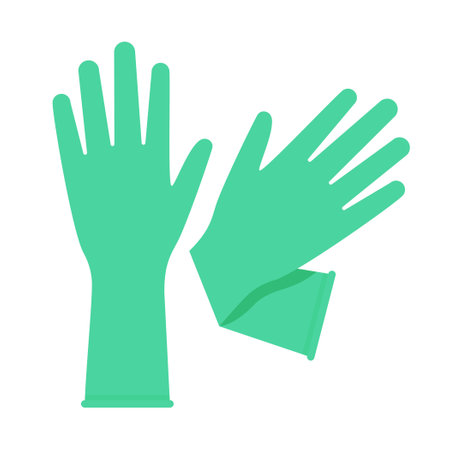 glove, medical gloves, rubber gloves for housework cleaning, antibacterial, disinfection, sterilization, epidemic prevention conceptのイラスト素材