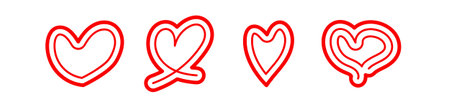 heart shape art outline, heart doodle hand drawn, heart sticker cuteのイラスト素材