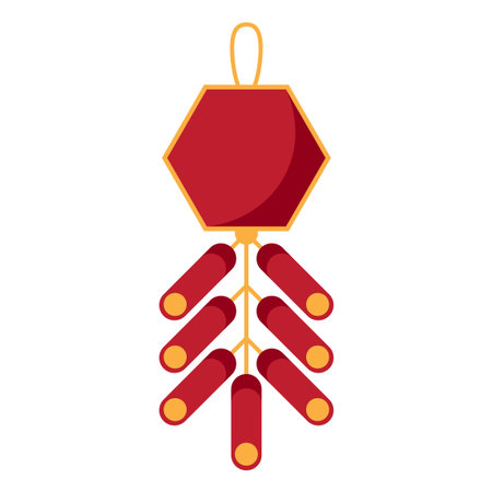 Red firecracker icon for Lunar New Year celebration, Minimal Firecracker lantern icon representing Lunar New Year and Chinese New Year. Concept of luck, prosperity, protection, and festive traditionのイラスト素材