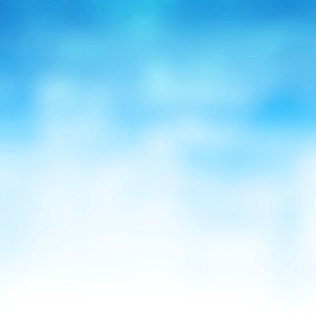 A bright white base fades into a soft, blurred blue sky, creating a light and airy, cloud-like abstract background.の写真素材