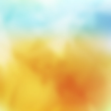 A soft, blurred abstract background with warm hues of yellow and orange blending into a light blue at the top, creating a gentle, airy feel.の写真素材