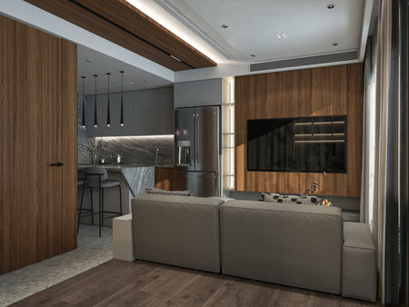 A Masterful Blend of Modernity and Comfort in Your Living Roomの写真素材