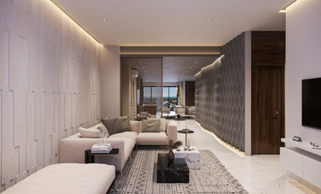 he Perfect Combination of Luxury and Coziness in Your Living Room Designの写真素材