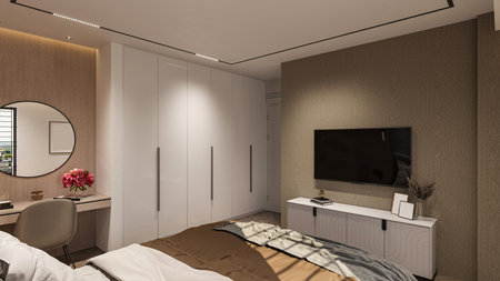 Creating a Cozy Reading Nook in Your Modern Master Bedroomの写真素材