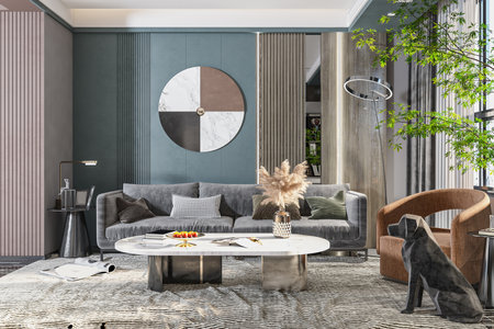 Embracing Nature Incorporating Organic Elements in Your Living Room Interior Designの写真素材