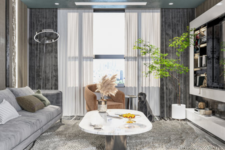 Living Room Bliss Creating a Harmonious Space with Thoughtful Interior Designの写真素材
