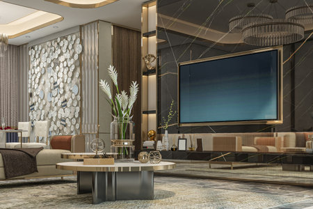 The Power of Colors Using Wall Backgrounds to Set the Mood in Your Living Roomの写真素材