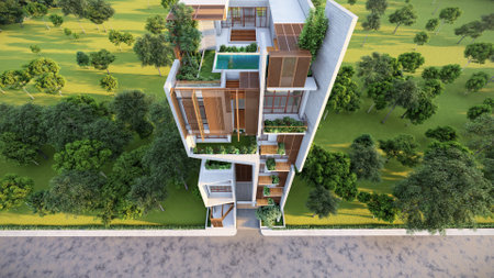 Building the Future Today 3D Renderings of Modern Architectural Conceptsの写真素材