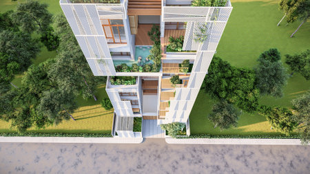 Contemporary Visions Photorealistic 3D Renderings of Cutting-Edge Designsの写真素材