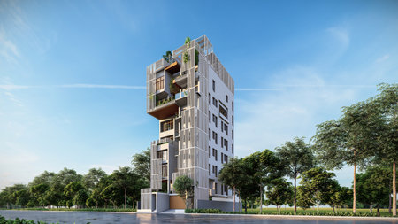 Building the Future 3D Renderings of Modern Building Architectureの写真素材