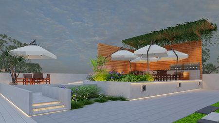 Elevated Elegance Rooftop Interior Design for Sophisticated Office Spacesの写真素材