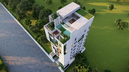 Innovative Spaces 3D Renderings of Modern Architectural Innovationsの写真素材