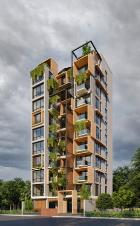 Pushing Boundaries 3D Renderings of Modern Architectural Advancements residential buildingの写真素材