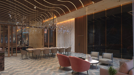 Modern Lobby in a shopping mall or a hall room reception interior design.jpgの写真素材