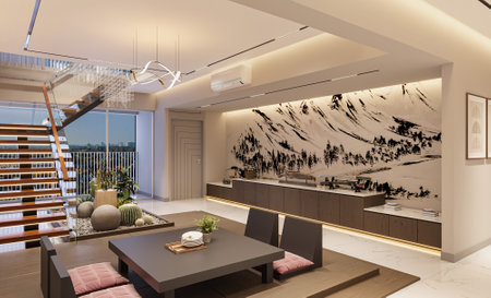 The Art of Modern Living Luxurious Interior Design in a Contemporary Homeの写真素材