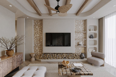 Living room Rustic Elegance Designed with luxurious and rustic stuff.の写真素材