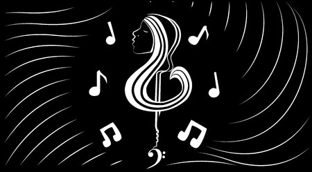 Girl with musical note shapeのイラスト素材