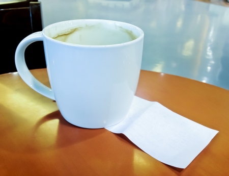 Coffee Cup with Note for comment message ideas の写真素材