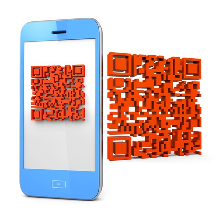 3D render designing for Mobile Phone Scanning QR-codeの写真素材