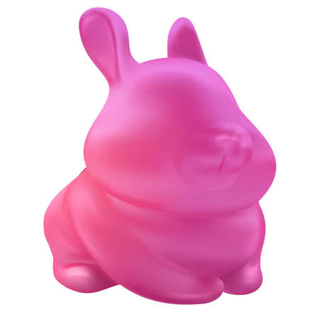Pink rabbit. Stylized funny cartoon vector object isolated on white background. Children clay, plastic or soft toy. Sweet colorful design character. Realistic cute 3d illustration.のイラスト素材