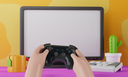 3d rendering of hand and computer.