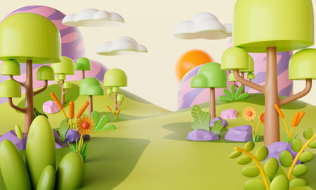 3d rendering of Cartoon Forest.