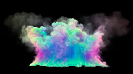 colorful smoke isolated on black background. 3d renderings.