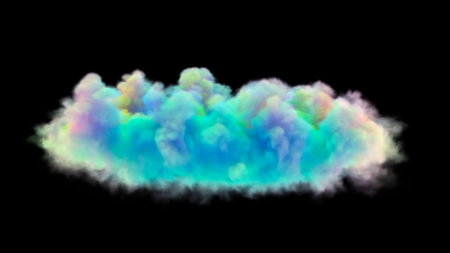 colorful smoke isolated on black background. 3d renderings.