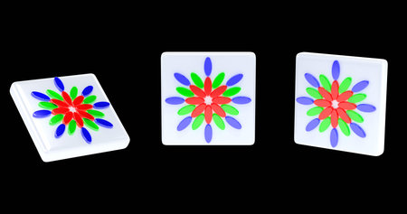 Plasticine flowers on a black background. 3d rendering.