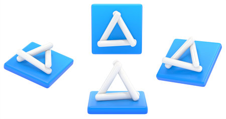 A set of blue cubes on a white background. 3d rendering
