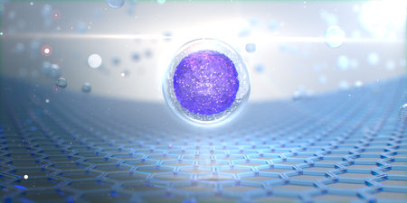 Futuristic 3d illustration of a sphere with glowing particles.