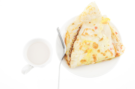 Egg cake and milkの写真素材