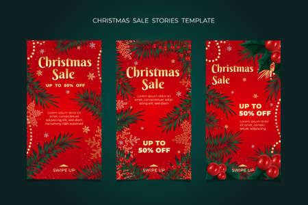 Christmas sale Stories frame templates collection. Mockup for social media banner.のイラスト素材