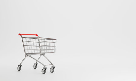 3d rendering Shopping Cart  isolated on white backgroundの写真素材
