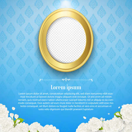 Template thai pattern background with beautiful white jasmine Flowerのイラスト素材