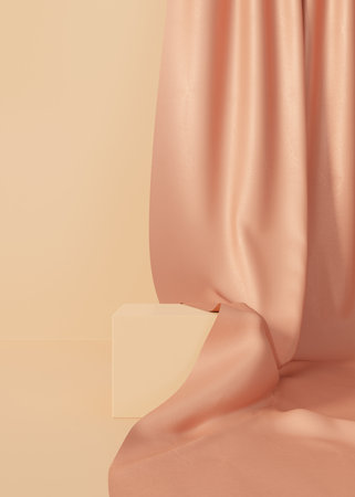 Product display scene, object placement background and fabric dÃ©cor, 3d renderingの写真素材