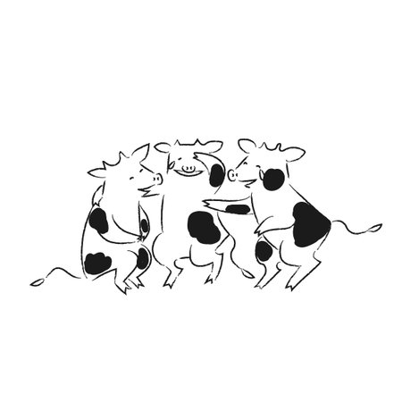 Three Cows Laughing With Monotoneのイラスト素材