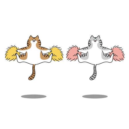 Two cats jumping in cheerleadingのイラスト素材