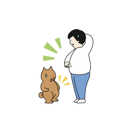 A man who is worried about the flesh of his stomachのイラスト素材