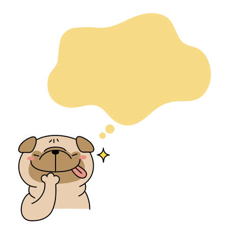 Pug dog rejoices in imagining a feastのイラスト素材