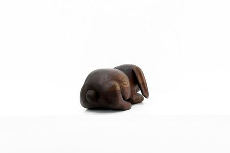 Cute and lovely Dogs and Rabbits, real and wood sculptureのeditorial素材