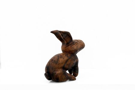 Cute and lovely Dogs and Rabbits, real and wood sculptureのeditorial素材