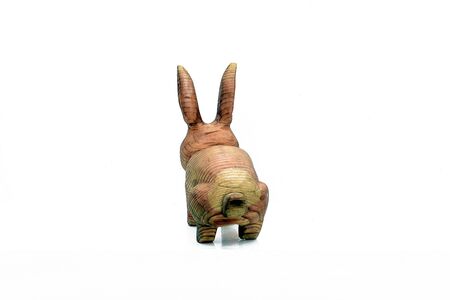 Cute and lovely Dogs and Rabbits, real and wood sculptureのeditorial素材