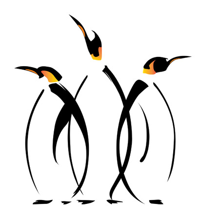 In a strong cold penguins are warmed, closely snuggling up to each otherのイラスト素材